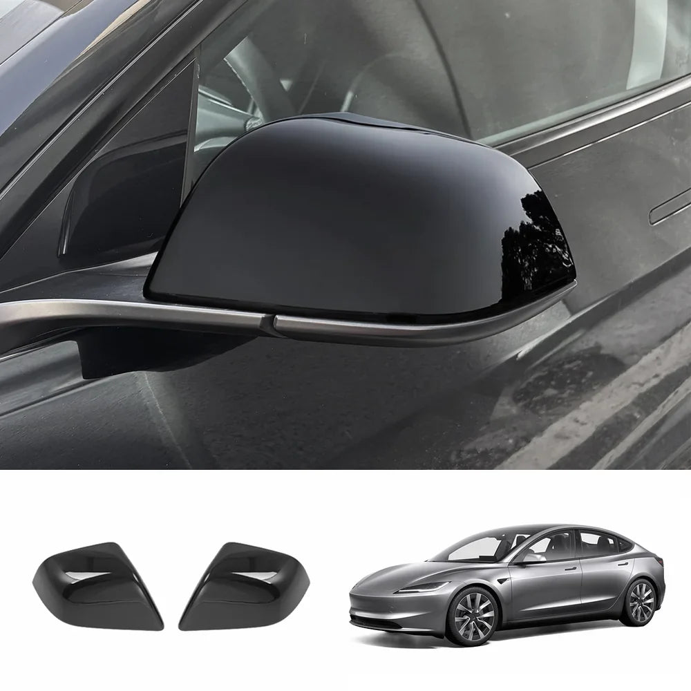 ABS Side Mirror Covers & Door Handle Covers for Tesla Model Y Juniper 2025+ / Model 3 Highland 2024+ Model 3 Highland 2024+ Side Mirror Covers Glossy Black