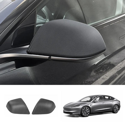 ABS Side Mirror Covers & Door Handle Covers for Tesla Model Y Juniper 2025+ / Model 3 Highland 2024+ Model 3 Highland 2024+ Side Mirror Covers Matte Carbon Pattern