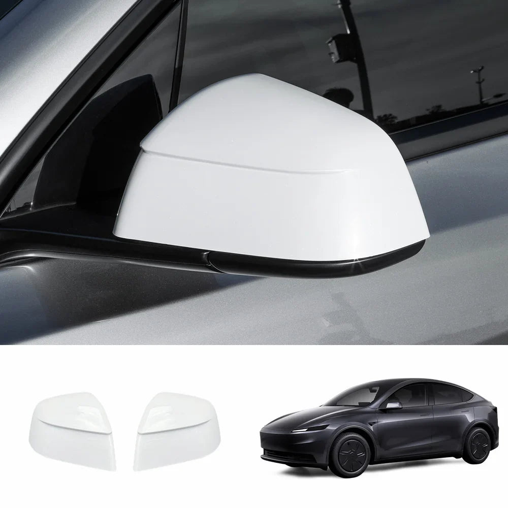 ABS Side Mirror Covers & Door Handle Covers for 2026 New Tesla Model Y Standard Side Mirror Covers White