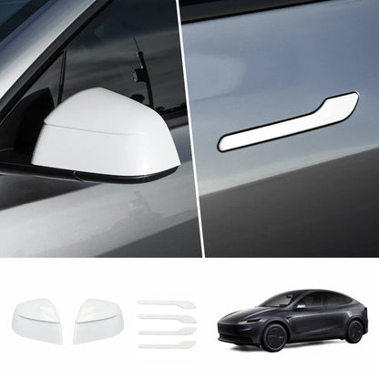 ABS Side Mirror Covers & Door Handle Covers for 2026 New Tesla Model Y Standard Full Set (Door Handle + Side Mirror) White
