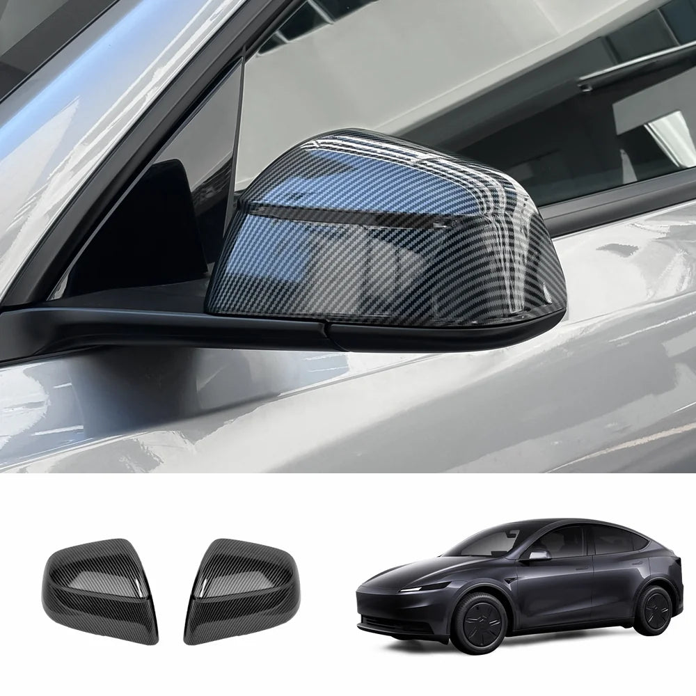 ABS Side Mirror Cover Caps For 2026 New Tesla Model Y Standard Glossy Carbon Fiber