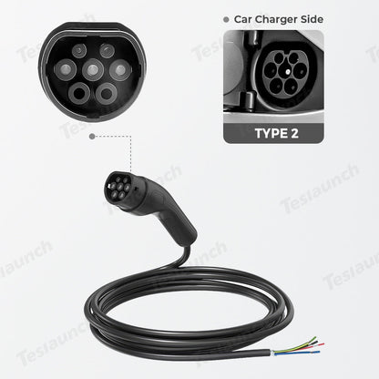 Type 2 Extension Cable - Compatible with All IEC 62196 EV Chargers