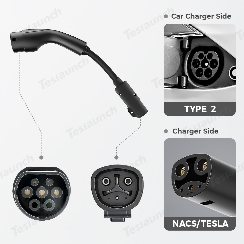 NACS/Tesla to Type 2 Adapter Charger Connector Cable