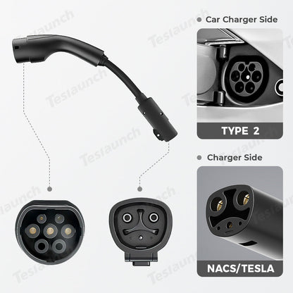NACS/Tesla to Type 2 Adapter Charger Connector Cable