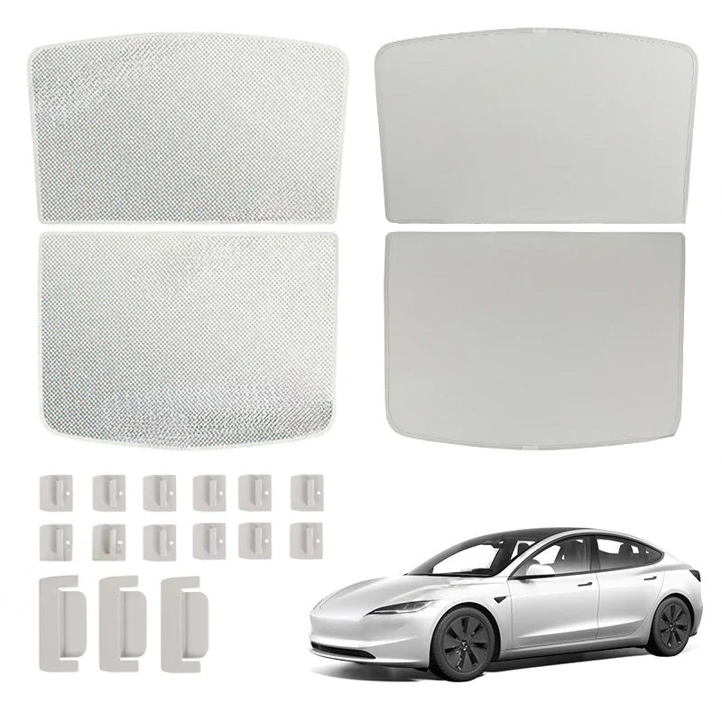 Upgrade Built-in Reflective Sunroof Sunshade for Model Y / Model 3 Model 3 (2024-2025 M3 Highland) Grey