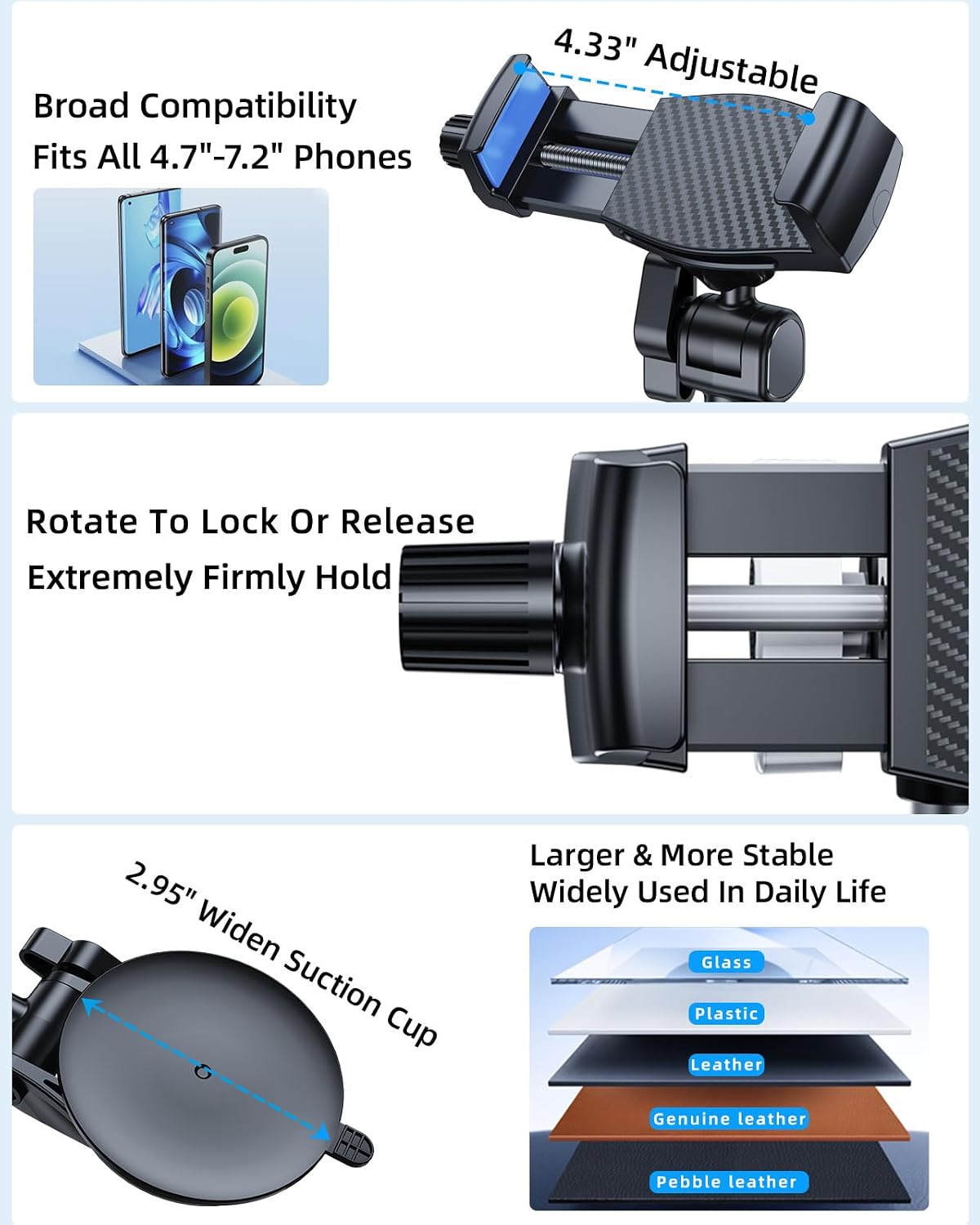 Adjustable Rotatable Car Phone Mount Holder for Tesla & EV – 360° Flexible Arm