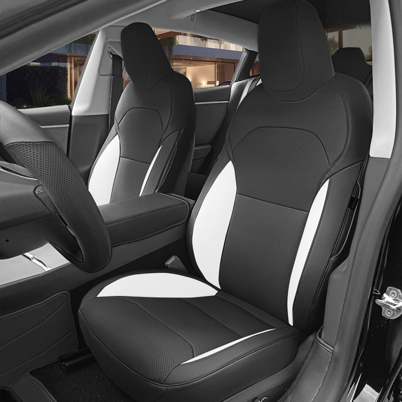 All-Inclusive Seat Cover For Tesla Model 3/Y 2024 Model 3 Highland Full Set Black-White