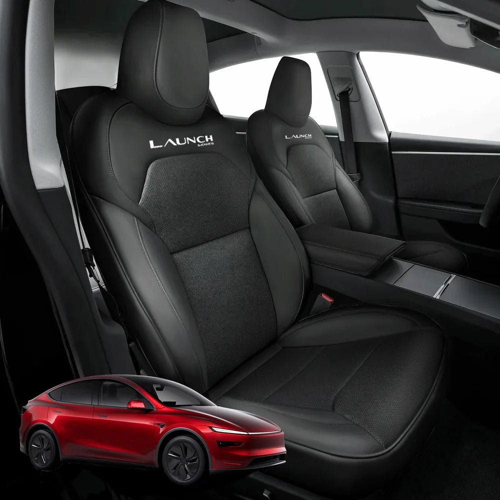 All-Inclusive Seat Cover for New Tesla Model Y Juniper 2025+ Nappa Leather With Logo Black