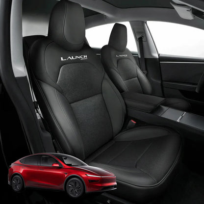 All-Inclusive Seat Cover for New Tesla Model Y Juniper 2025+ Nappa Leather With Logo Black