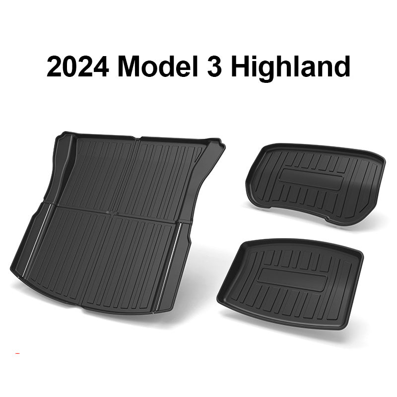 All-Weather Full Set Trunk Mat Cargo Floor Mats For Tesla 2024 Model 3 Highland