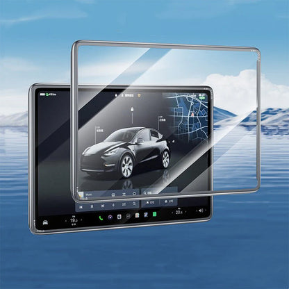 All-in-One Central Screen Tempered Glass & Frame Cover for Tesla Model 3/Y 2017-2023 Model 3 2020-2024 Model Y Silver