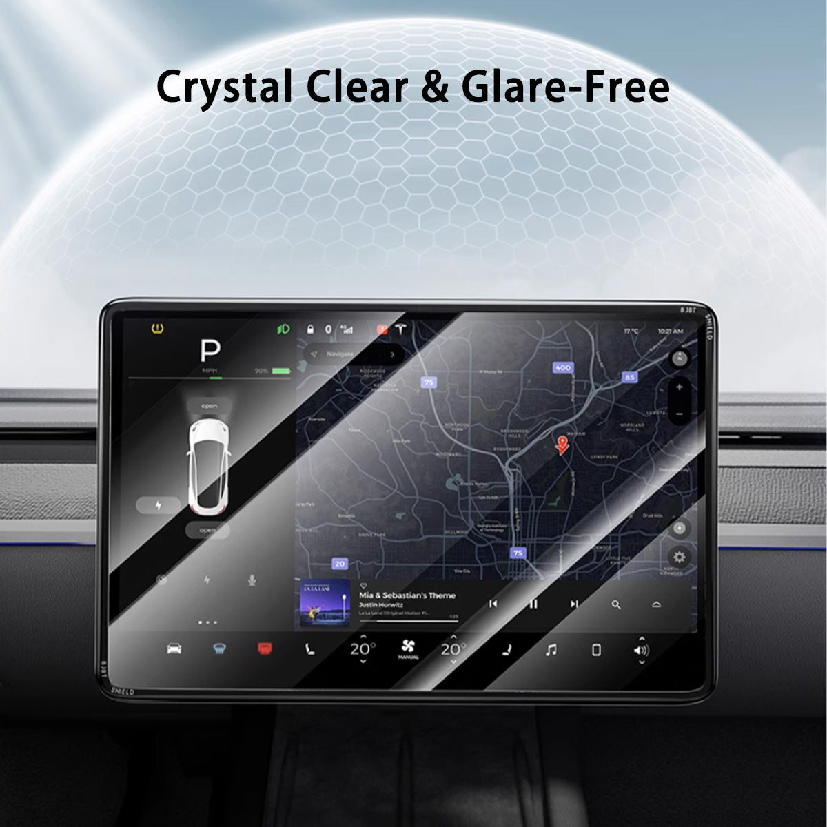 All-in-One Central Screen Tempered Glass & Frame Cover for Tesla Model 3/Y