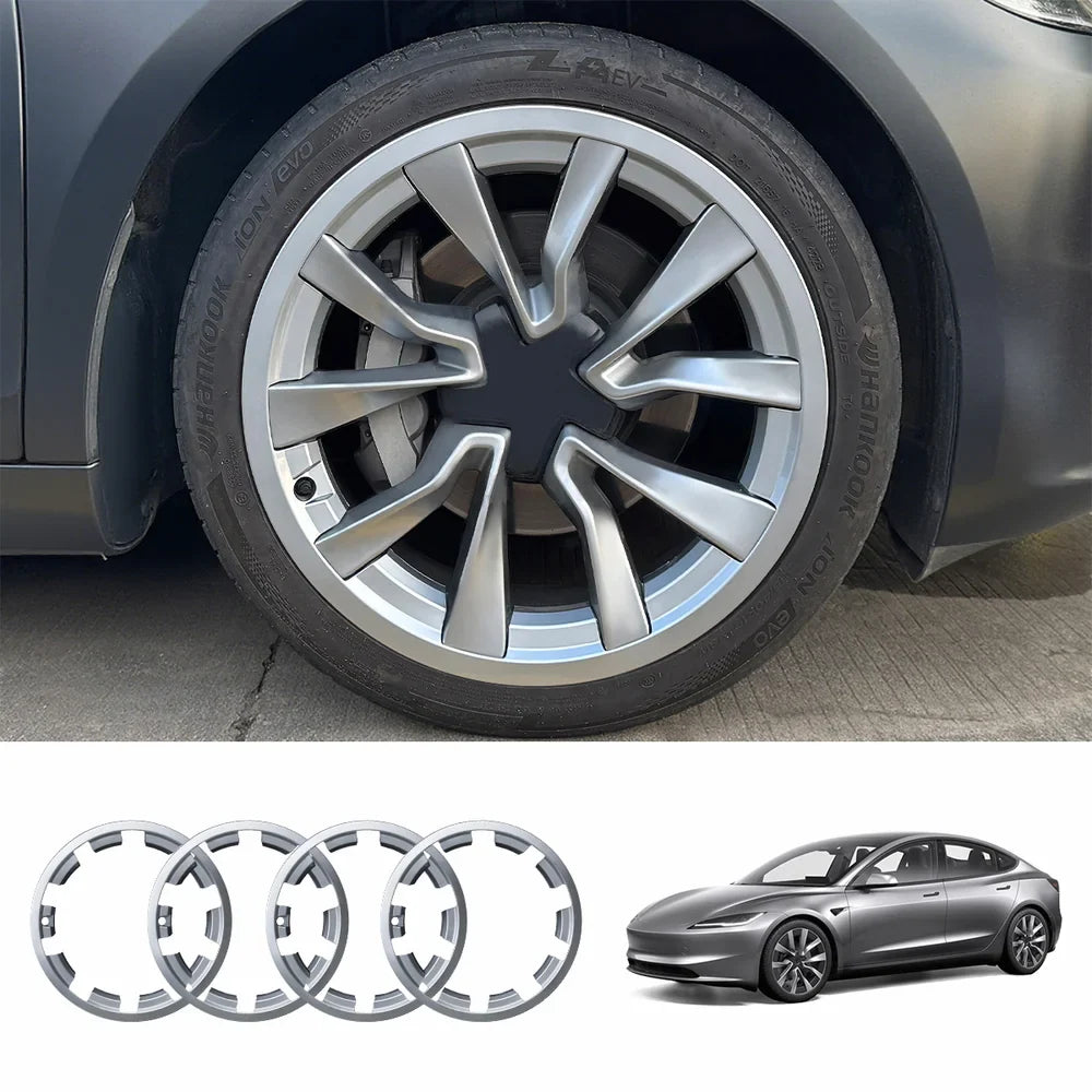 All-in-One Rim Protector for Tesla 2024+ Model 3 Highland 19" Nova Wheels Silver