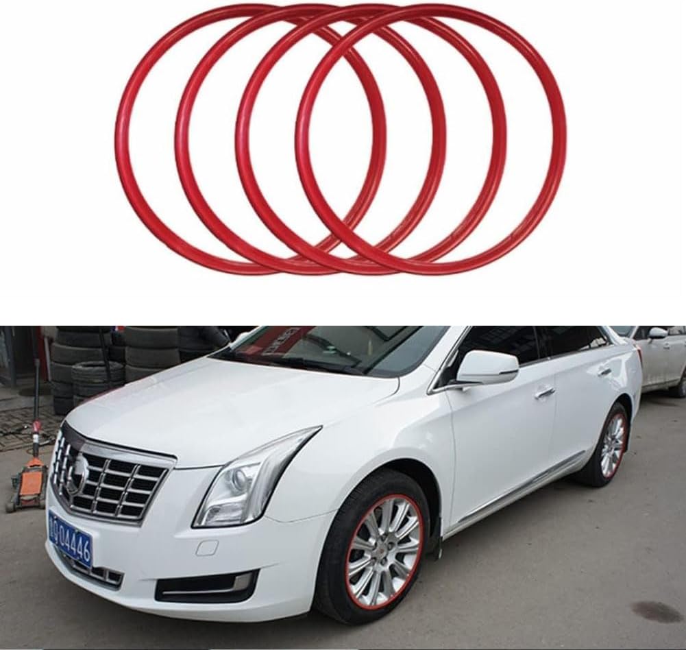 Aluminum Alloy Car Wheel Rim Protectors Anti-Scratch Wheel Protection Ring for Cars, Trucks, Tesla Set of 4 Red