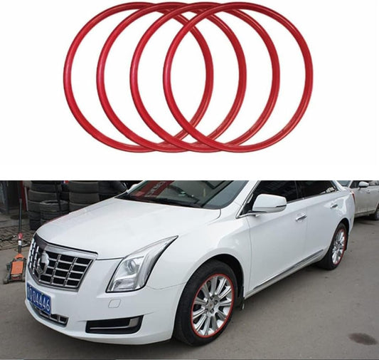 Aluminum Alloy Car Wheel Rim Protectors Anti-Scratch Wheel Protection Ring for Cars, Trucks, Tesla Set of 4 Red