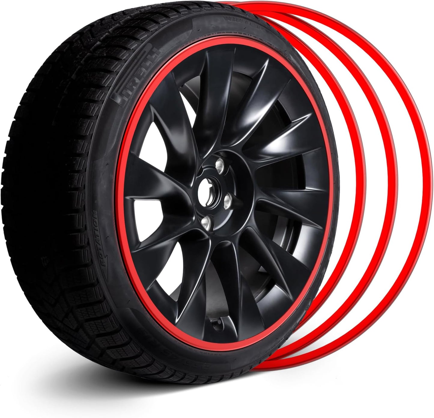 Aluminum Alloy Red Wheel Rim Protector- Fits All Cars (4pcs）