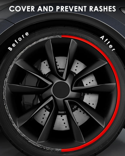 Aluminum Alloy Red Wheel Rim Protector- Fits All Cars (4pcs）