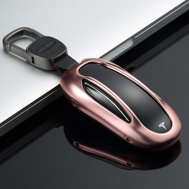 Aluminum Alloy and Leather Key Fob Case for Teala Model X