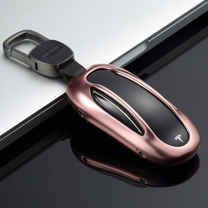 Aluminum Alloy and Leather Key Fob Case for Teala Model X