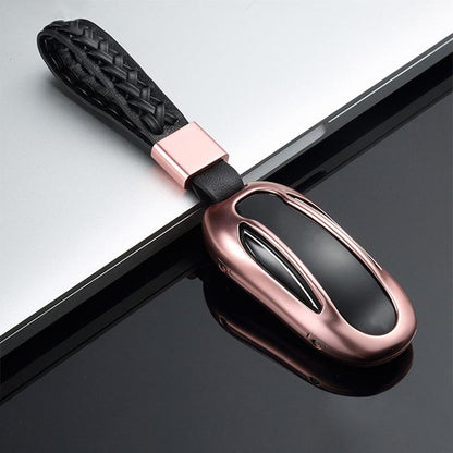 Aluminum Alloy and Leather Key Fob Case for Teala Model X