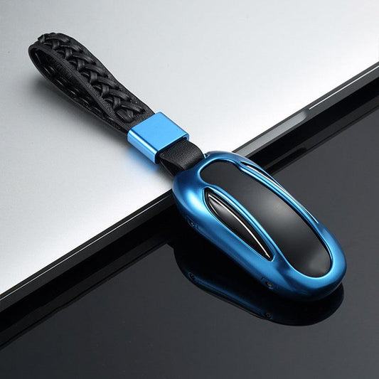 Aluminum Alloy and Leather Key Fob Case for Teala Model X
