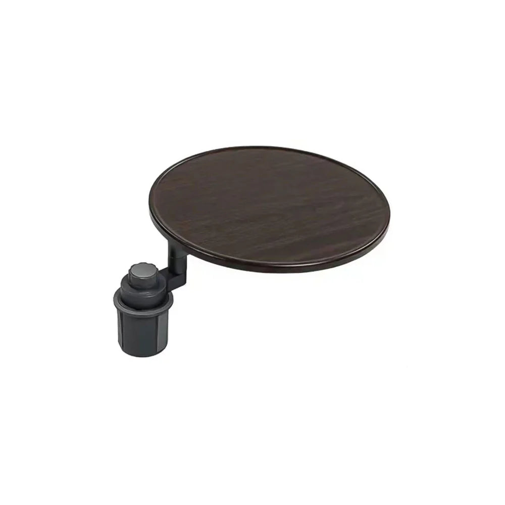 Aluminum Foldable Floating Car Table for Tesla Model 3/Y/S/X Wood Grain Dark Wood Grain (Round)