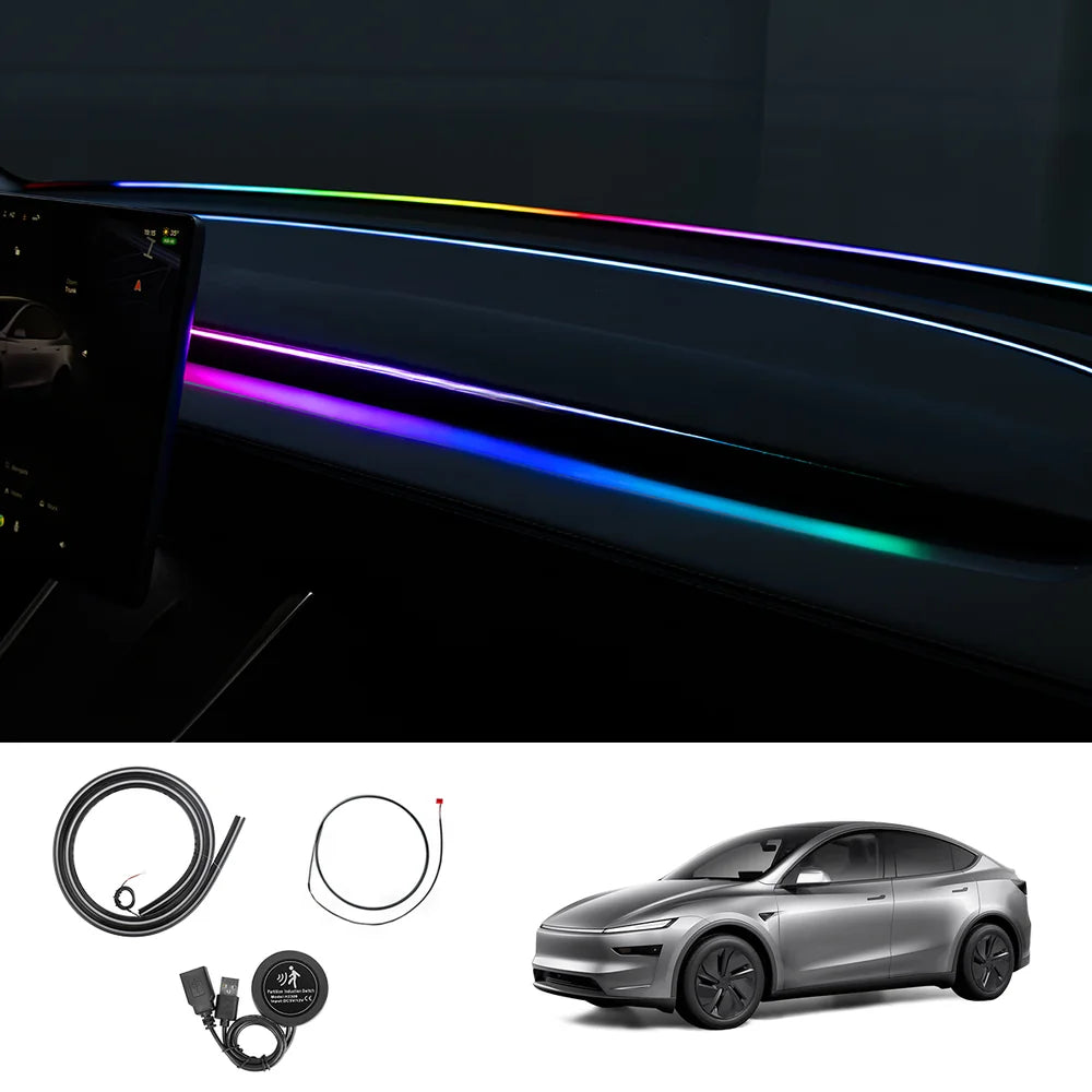 LED Dashboard Ambient Light – Color Changing Interior Upgrade for Tesla Model Y Juniper 2025+ Windshield + Dashboard Lights