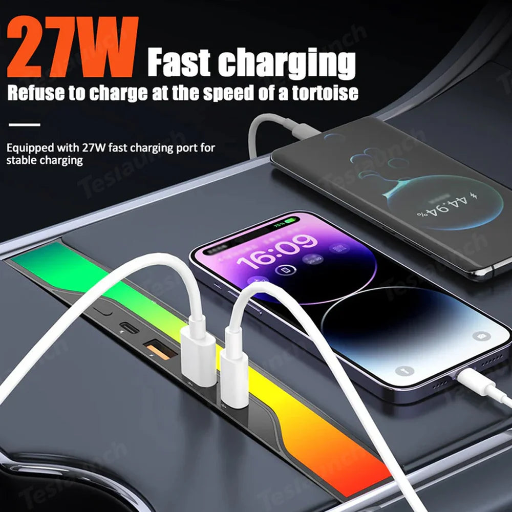 Voice-Controlled Ambient Light Charging Extension for Tesla Model 3/Y(2020-2024)