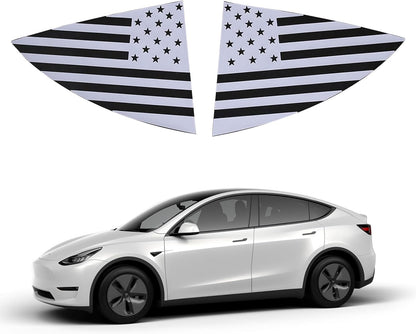 PVC Rear Window Flag Vinyl Decal Trim Sticker For Tesla Model Y Style B