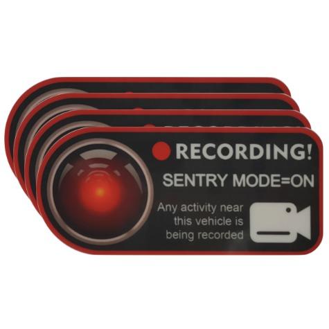 Anti-Theft Warning Sentry Mode Clings (4pcs) for Tesla