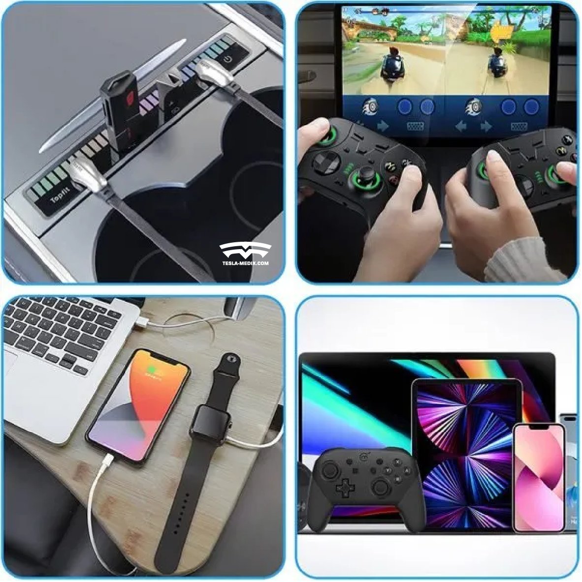 Auto RGB Sound Music Activated LED Light Hub Audio Voice Rhythm Lamp Docking Station For Tesla Model 3/Y