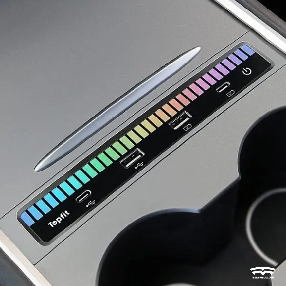 Auto RGB Sound Music Activated LED Light Hub Audio Voice Rhythm Lamp Docking Station For Tesla Model 3/Y