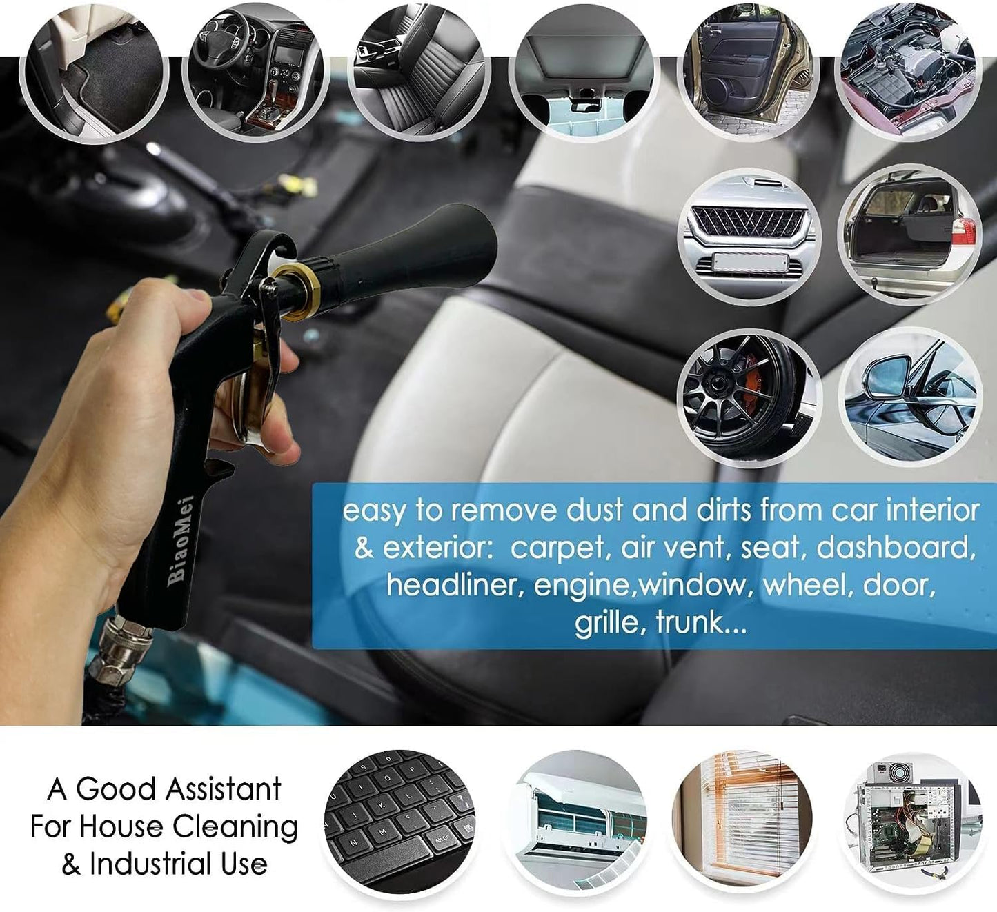 EV Car Interior Detailing Air Blow Tornado Vacuum Gun For Tesla