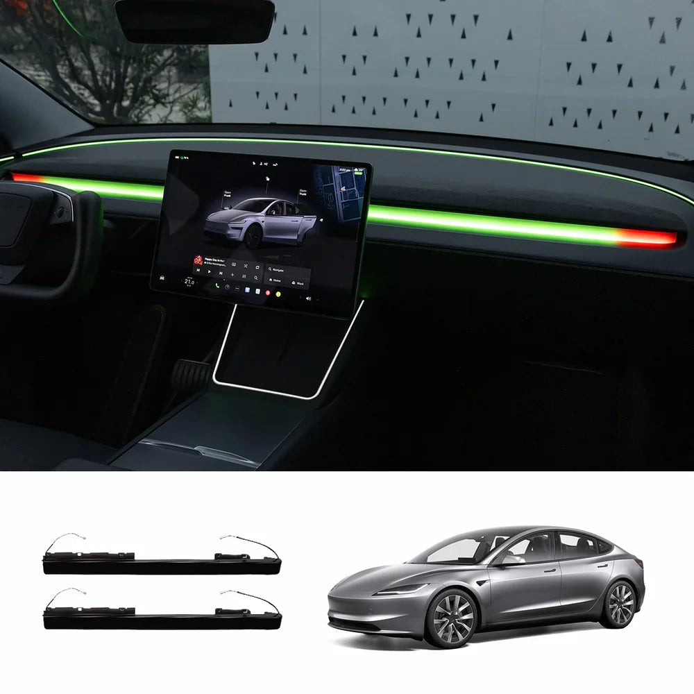 Smart Blind Spot Detection (BSD) Dashboard Ambient Light Bar for Tesla Model Y Juniper 2025+ / Model 3 Highland 2024+ Model 3 Highland 2024+