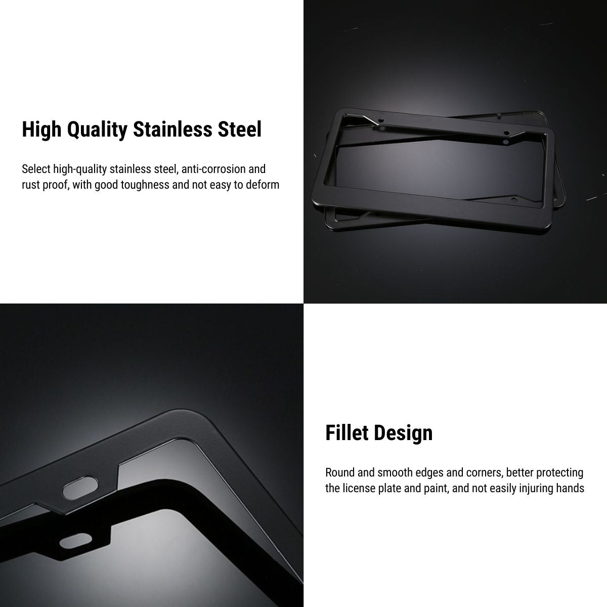 Black License Plate Frame (2pcs) for Tesla Model 3/S/X/Y