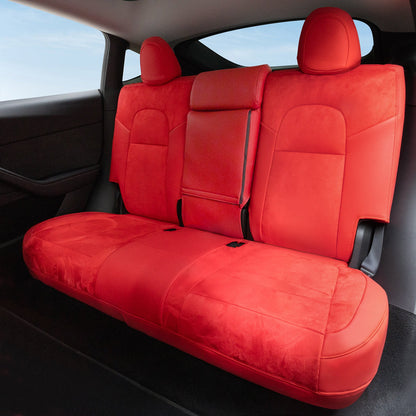 All-Inclusive 2024+ Tesla Model 3 Highland Seat Cover Suede Red Rear Seats Only