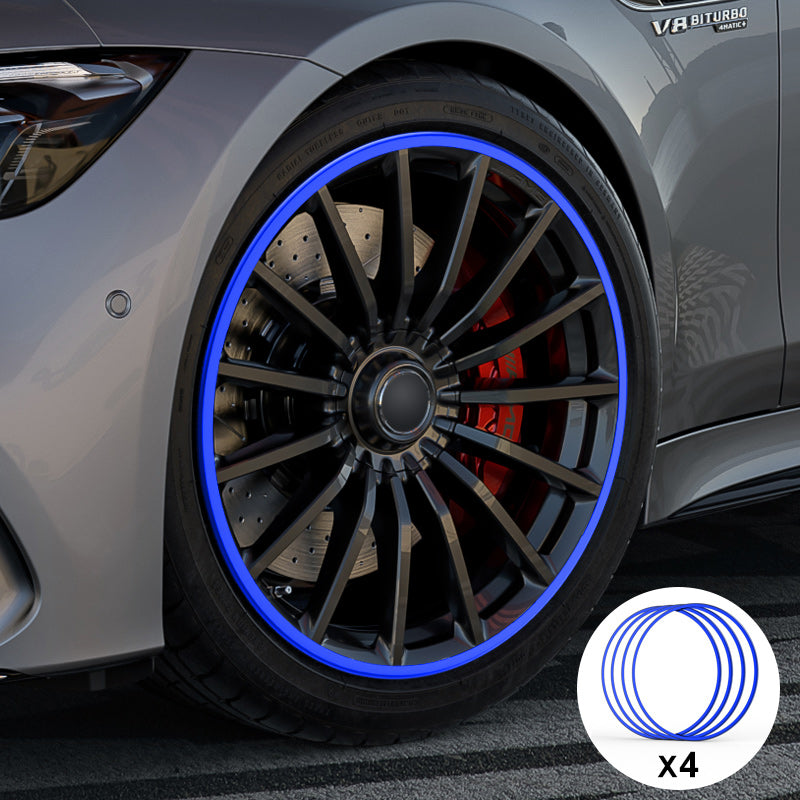 Blue Aluminum Alloy Wheel Rim Protector- Fits All Cars (4pcs） Blue