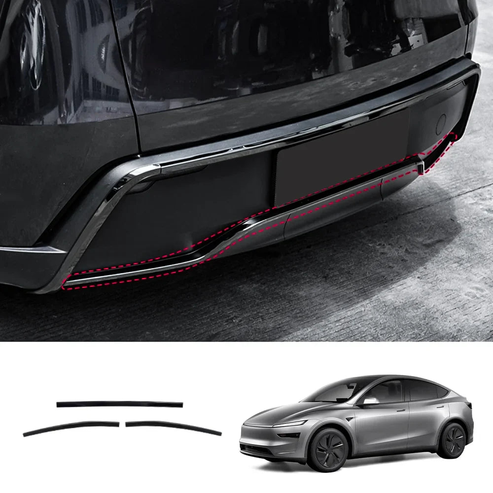 Stainless Steel Front & Rear Bumper Protector Trim for Tesla Model Y Juniper 2025+ Buy in separate Black Diffuser Trims 3PCS