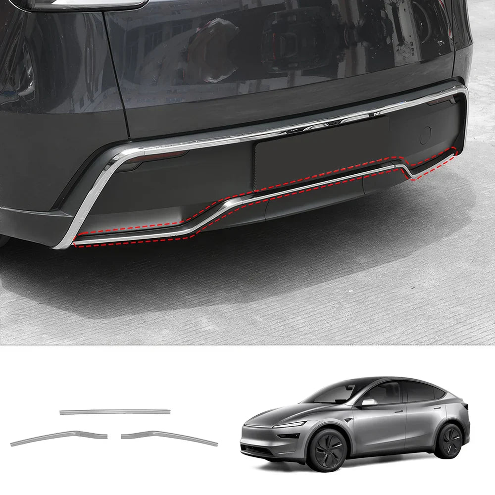 Stainless Steel Front & Rear Bumper Protector Trim for Tesla Model Y Juniper 2025+ Buy in separate Silver Diffuser Trims 3PCS