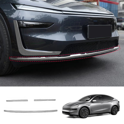 Stainless Steel Front & Rear Bumper Protector Trim for Tesla Model Y Juniper 2025+ Buy in separate Silver Front Trims 3PCS