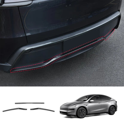 Stainless Steel Front & Rear Bumper Protector Trim for Tesla Model Y Juniper 2025+ Buy in separate Carbon Fiber Texture Diffuser Trims 3PCS