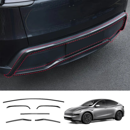 Stainless Steel Front & Rear Bumper Protector Trim for Tesla Model Y Juniper 2025+ Buy in set Carbon Fiber Texture Rear + Diffuser Kits 6PCS