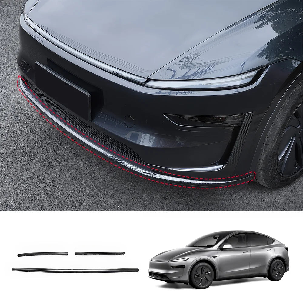 Stainless Steel Front & Rear Bumper Protector Trim for Tesla Model Y Juniper 2025+ Buy in separate Carbon Fiber Texture Front Trims 3PCS