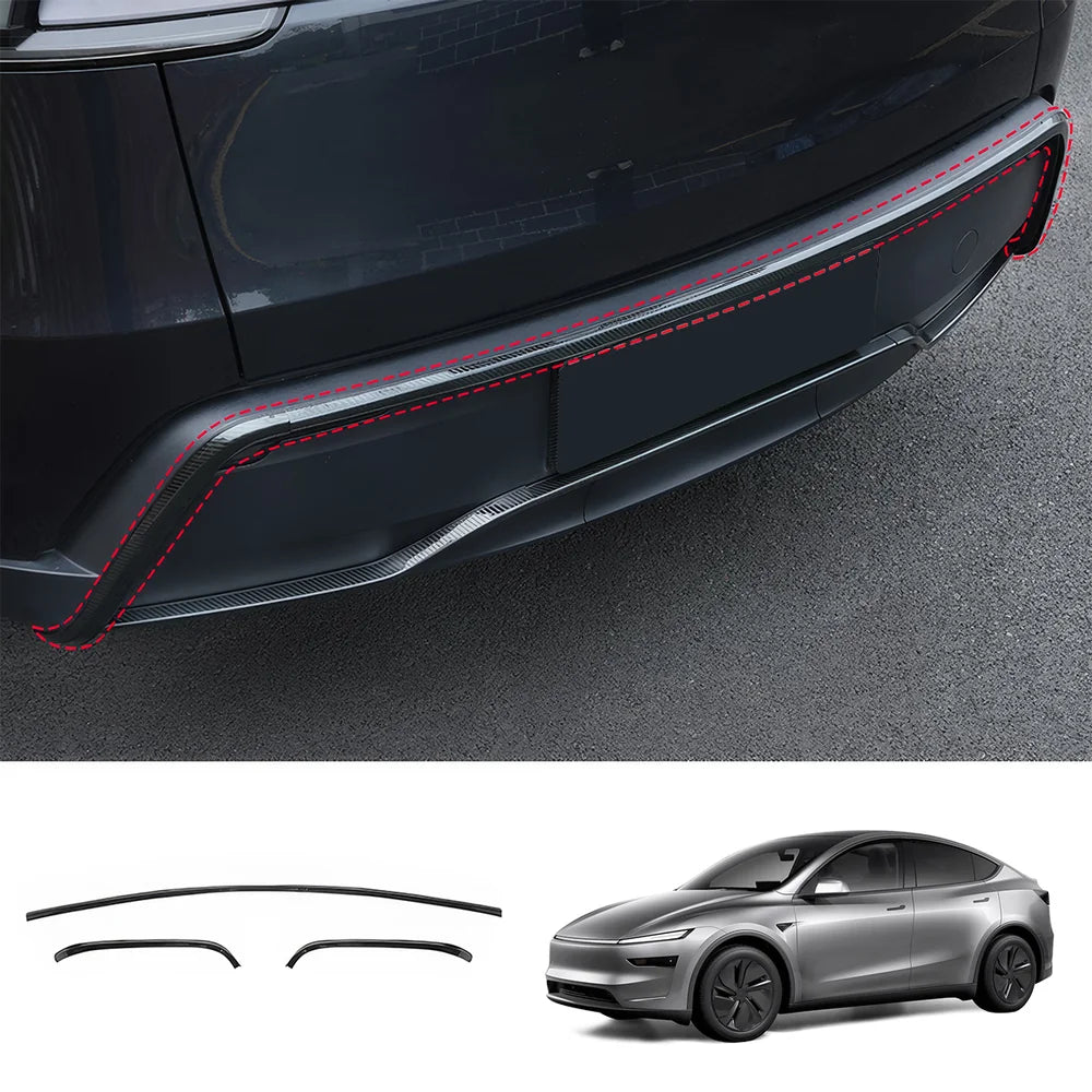 Stainless Steel Front & Rear Bumper Protector Trim for Tesla Model Y Juniper 2025+ Buy in separate Carbon Fiber Texture Rear Trims 3PCS