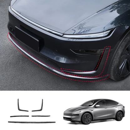 Stainless Steel Front & Rear Bumper Protector Trim for Tesla Model Y Juniper 2025+ Buy in set Carbon Fiber Texture Front + Side Trims 5PCS