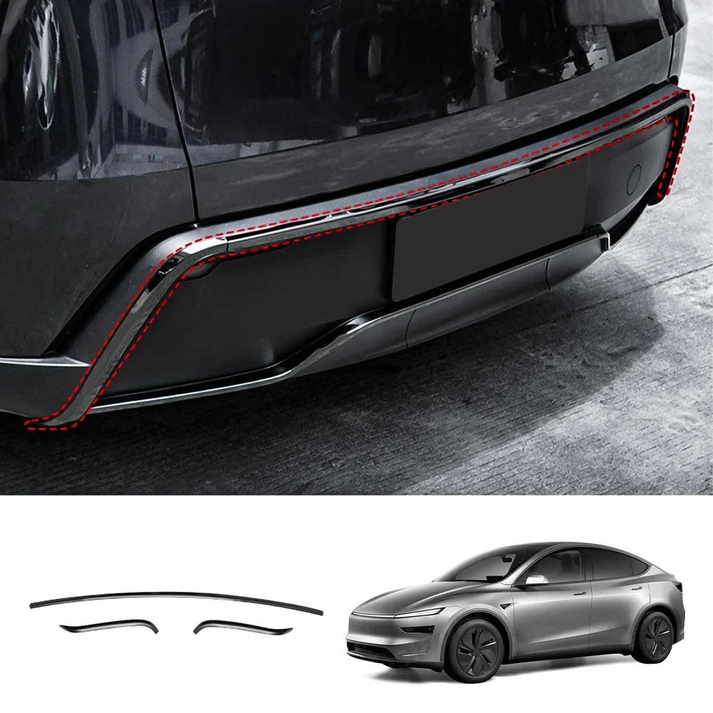 Stainless Steel Front & Rear Bumper Protector Trim for Tesla Model Y Juniper 2025+ Buy in separate Black Rear Trims 3PCS