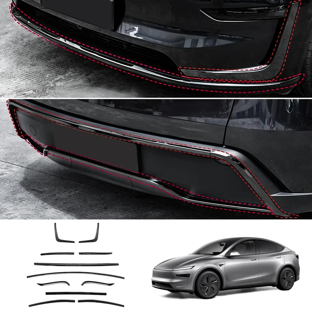 Stainless Steel Front & Rear Bumper Protector Trim for Tesla Model Y Juniper 2025+ Buy in set Black Full Kit 11PCS