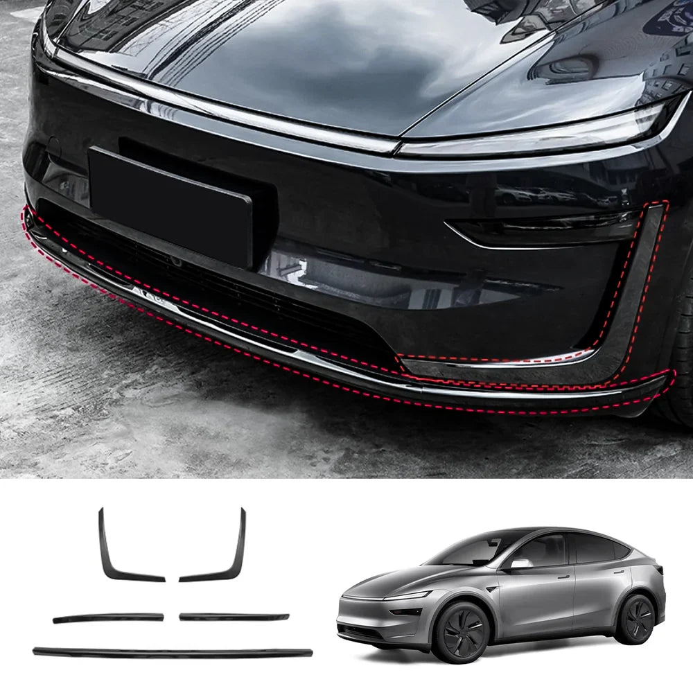 Stainless Steel Front & Rear Bumper Protector Trim for Tesla Model Y Juniper 2025+ Buy in set Black Front + Side Trims 5PCS