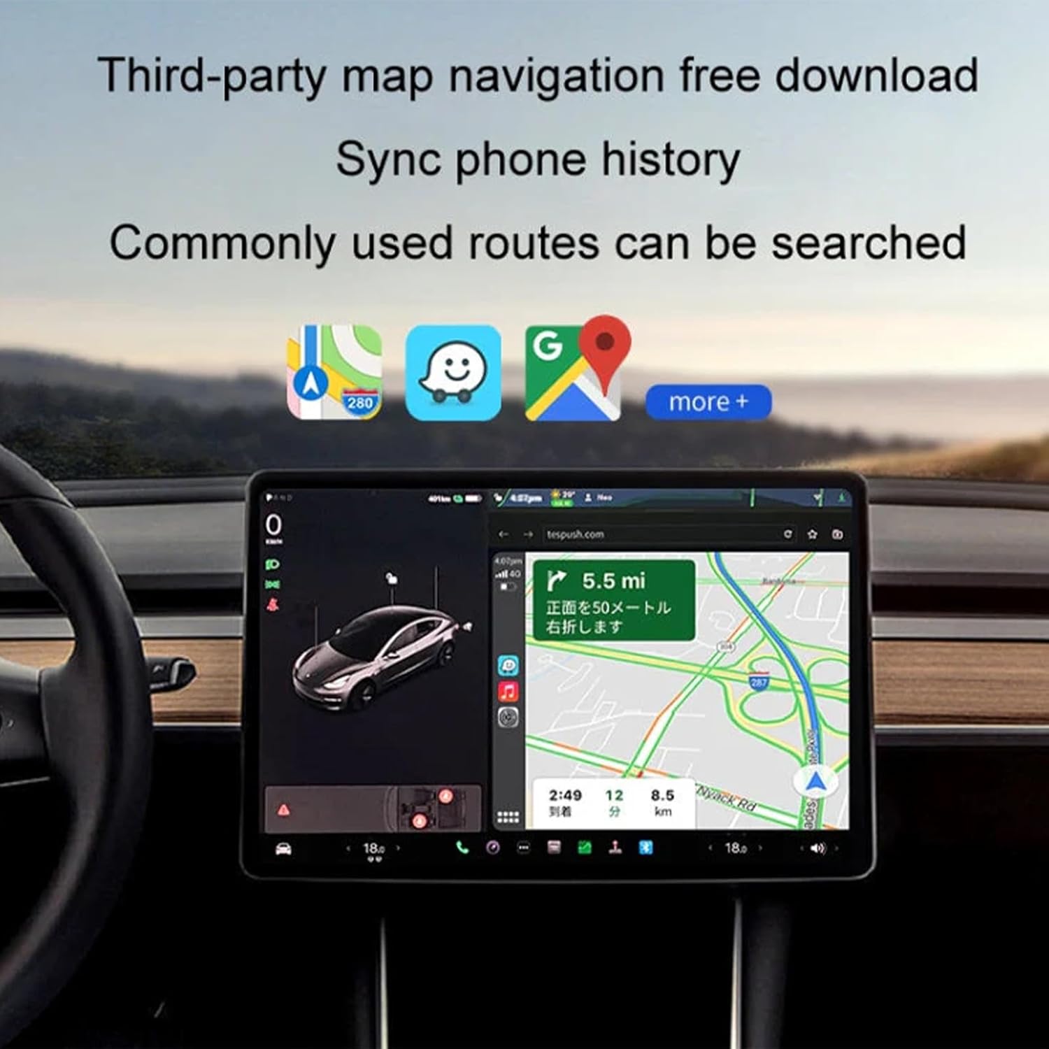 Portable Android Auto Apple Carplay Adapter For Telsa Model 3/X/Y/S