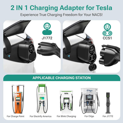 CCS1 x J1772 to Tesla(NACS) Fast Charging Adapter for Tesla Model 3/Y/S/X/Cybertruck